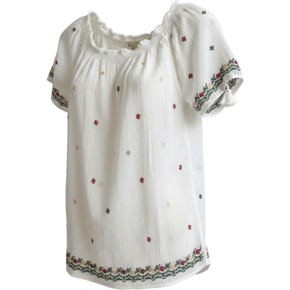 Romanian Folk Ethnic Embroidered Girls Dress 10-12 NWTG Artizanat Cotton Boho